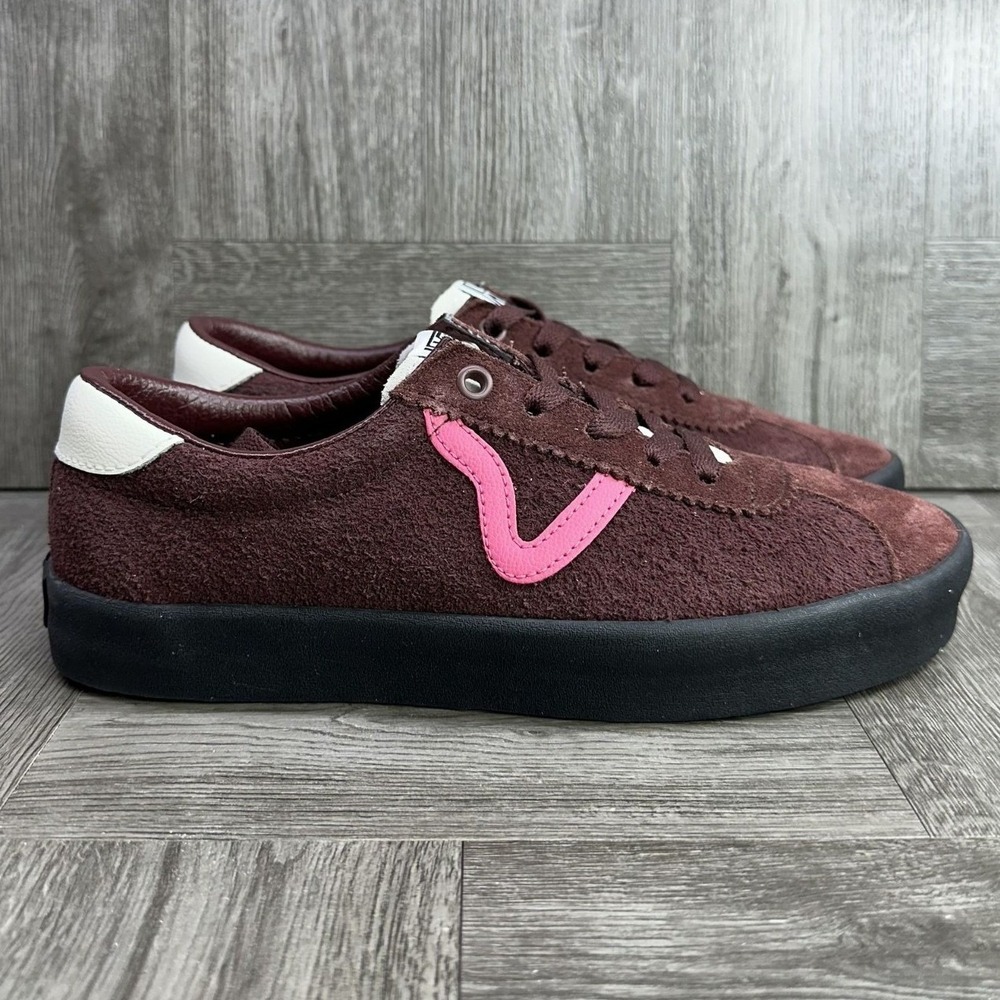 Vans Sport Low‎ Sneakers Womens 8.5 Burgundy Pink Suede Retro Skate NEW